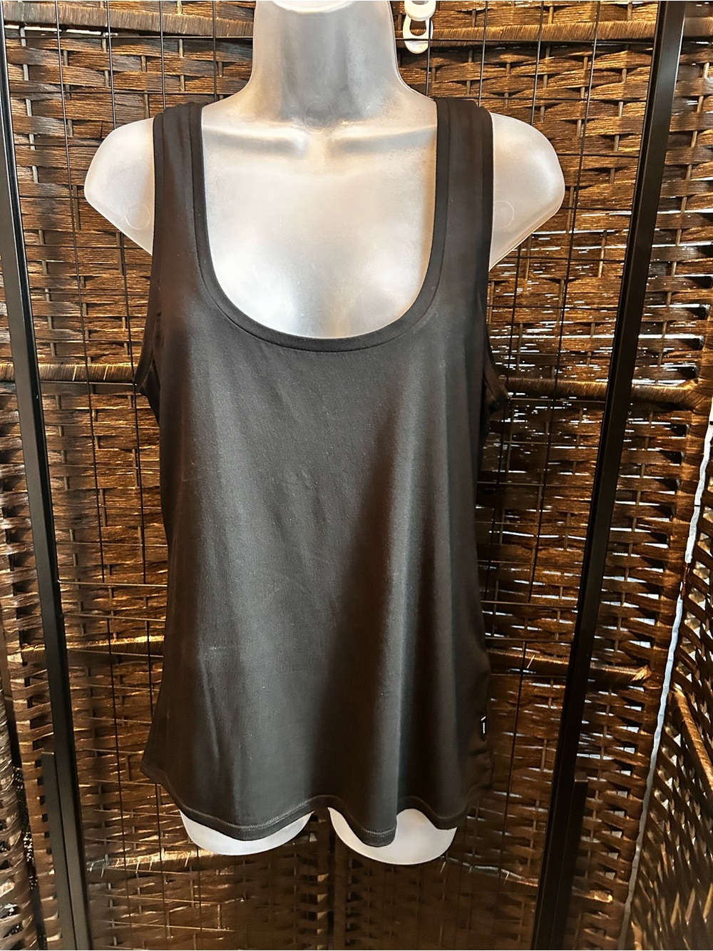 DKNY Black Liquid Jersey Logo Tag Tee NWT